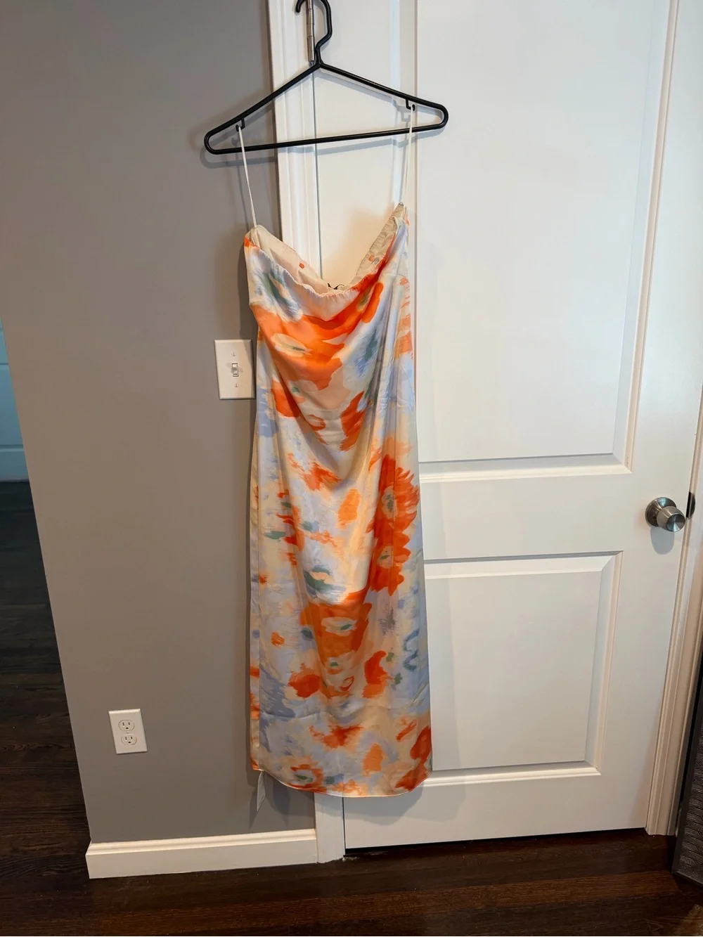 Abercrombie & Fitch Floral Slip Maxi in Orange and Light Blue